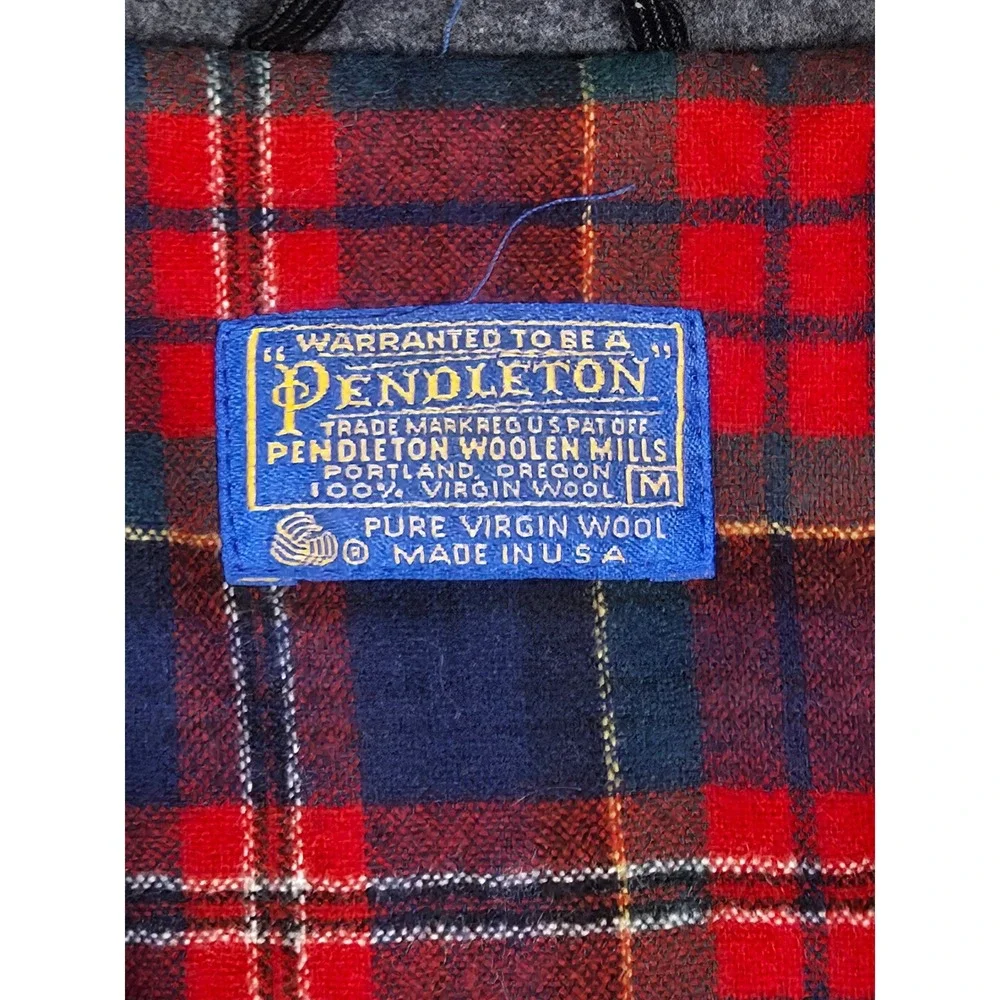 Vintage Pendleton Wool Field Jacket Mens M Gray Thinsulate Plaid Lined USA Made